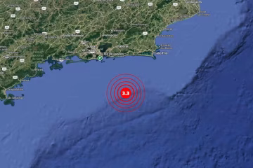 Tremor de terra de magnitude 3,3 é registrado no litoral do Rio de Janeiro